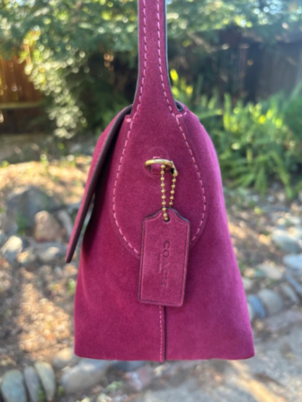 Coach Magenta Suede Shoulder Bag - Used Twice - Picture 3 of 9